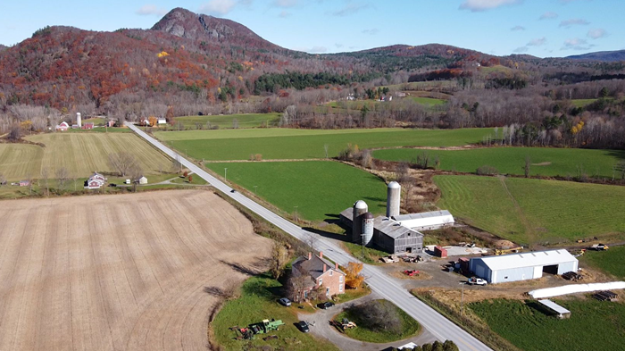 Aerial view of a Vermont farm