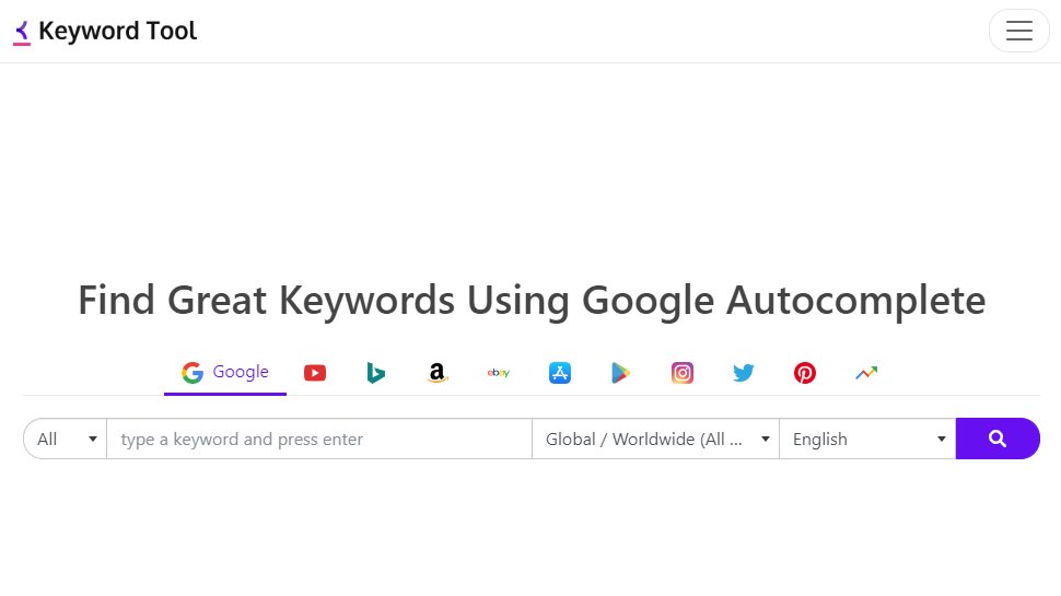 Keyword Tool website screenshot