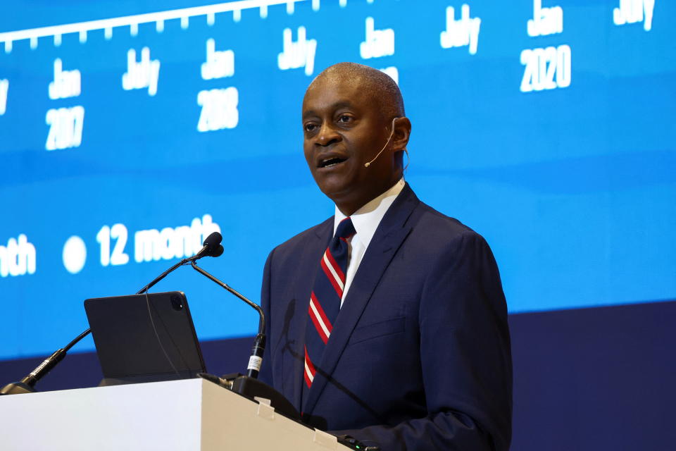 President and chief executive officer of the Federal Reserve Bank of Atlanta, Raphael Bostic speaks at the South African Reserve Bank's Biennial Conference in the Cape Town International Convention Centre, South Africa, August 31, 2023. REUTERS/Esa Alexander
