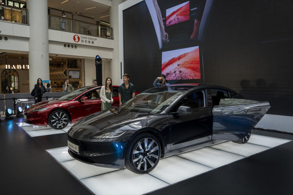 The Upgraded Tesla Model 3 on October 12, 2023 in Hong Kong, China. (Photo by Vernon Yuen/NurPhoto via Getty Images)