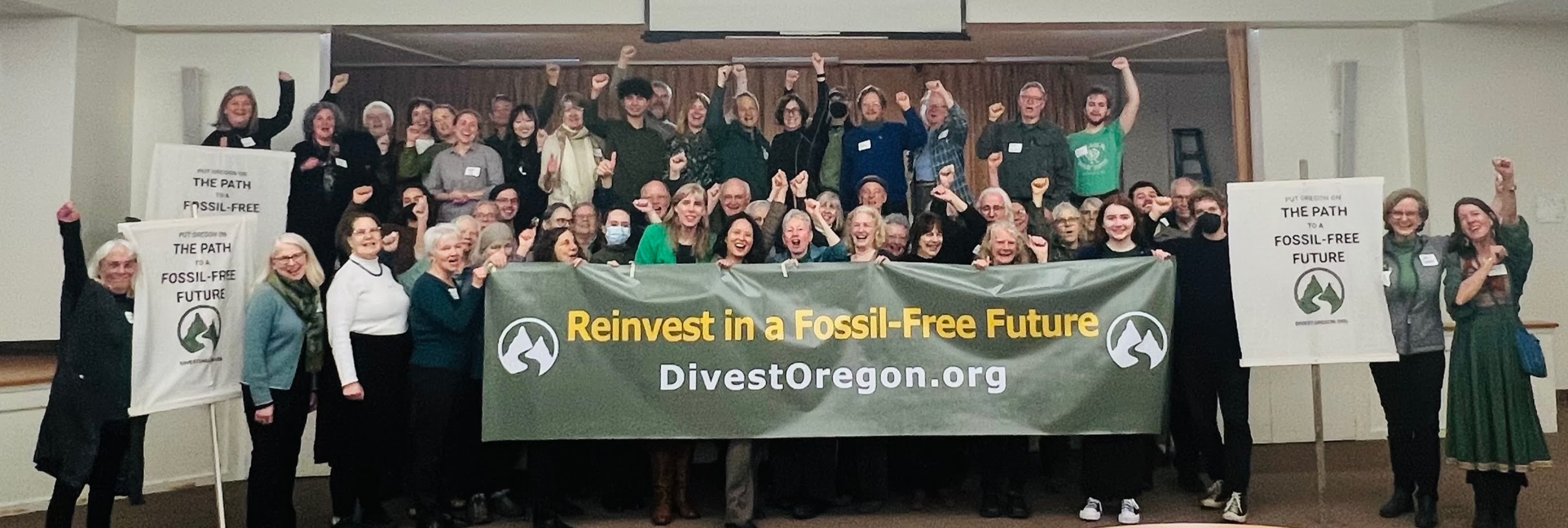 Members of the nonprofit environmental coalition Divest Oregon visited the state Capitol in Salem Wednesday to promote legislation that would divest the state's public employee retirement fund from coal investments. (Photo courtesy of Divest Oregon)