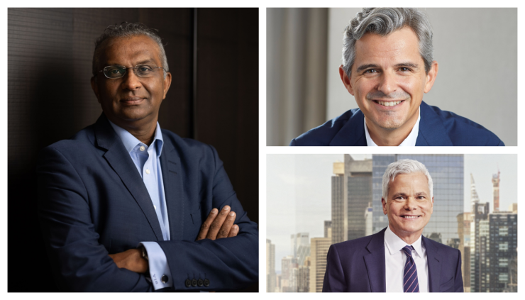 Viswas Raghavan, head of banking at Citigroup on left. Filippo Gori (top right) and Doug Petno (bottom right), co-heads of investment banking at JPMorgan Chase.