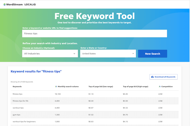 best keyword research tools - wordstream's free keyword tool