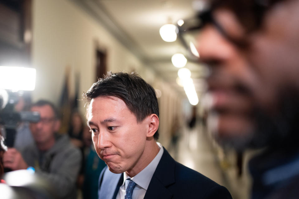 WASHINGTON - MARCH 14: Shou Zi Chew, CEO of TikTok, leaves a meeting in Sen. John Fetterman's office in the Russell Senate Office building on Thursday, March 14, 2024. (Bill Clark/CQ-Roll Call, Inc via Getty Images)