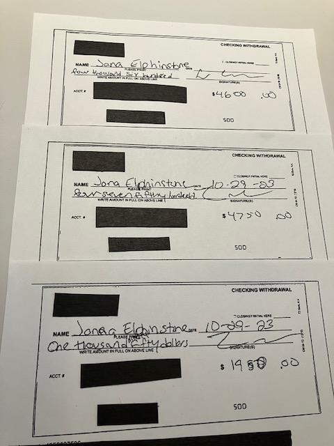 These are the copies of the fraudulent withdrawal slips the bank provided to me. (Courtesy: Janna Herron of Yahoo Finance)