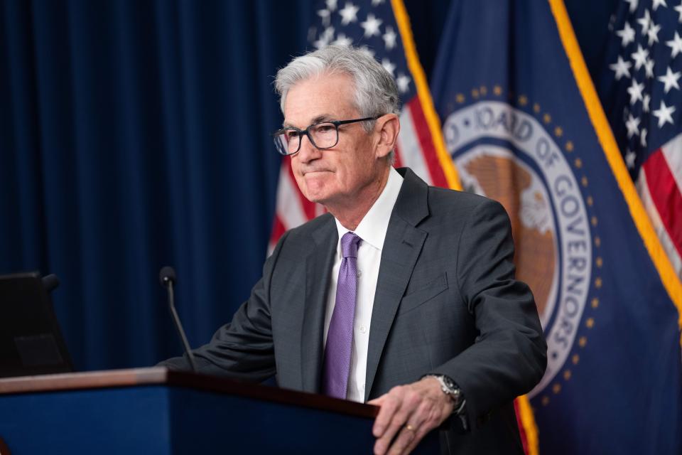 U.S. Federal Reserve Chair Jerome Powell attends a press conference in Washington, D.C., the United States, on March 20, 2024. The U.S. Federal Reserve on Wednesday left interest rates unchanged at a 22-year high of 5.25 percent to 5.5 percent as recent consumer data indicates continued inflation pressures. (Photo by Liu Jie/Xinhua via Getty Images)
