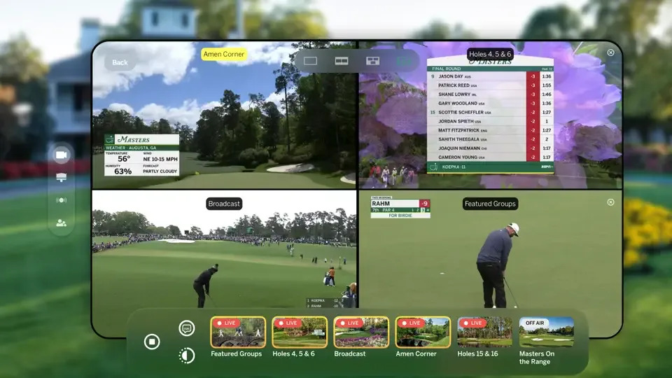 Masters App video view picture in picture grid