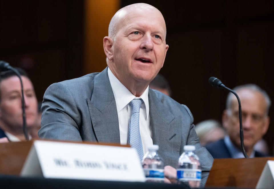 Goldman Sachs CEO David Solomon testifies during a Wall Street oversight hearing by the Senate Banking, Housing, and Urban Affairs committee on Capitol Hill in Washington, DC, December 6, 2023. Large US banks railed against new proposed capital requirements at a congressional hearing on Wednesday, joining Senate Republicans in casting the measures as crimping loans to everyday Americans. (Photo by SAUL LOEB / AFP) (Photo by SAUL LOEB/AFP via Getty Images)