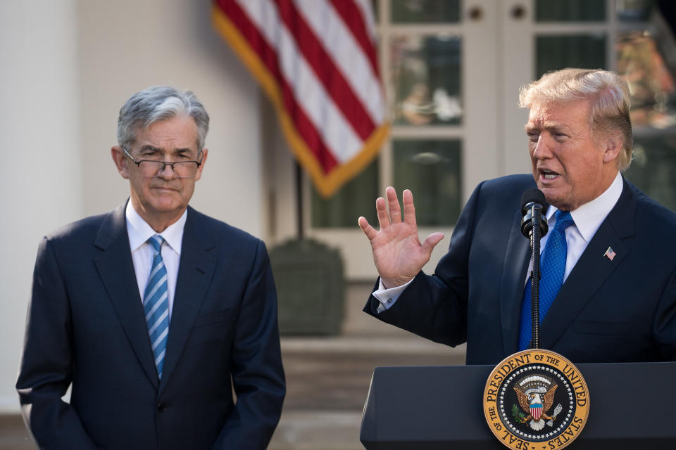 WASHINGTON, DC - NOVEMBER 02: U.S. President Donald Trump (R) speaks as he announces his nominee for the chairman of the Federal Reserve Jerome Powell during a press event in the Rose Garden at the White House, November 2, 2017 in Washington, DC. Current Federal Reserve chair Janet Yellen's term expires in February. (Photo by Drew Angerer/Getty Images)