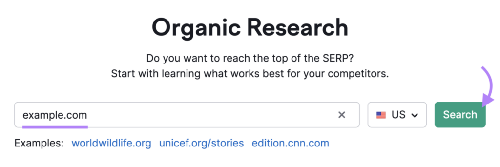 Semrush Organic Research tool