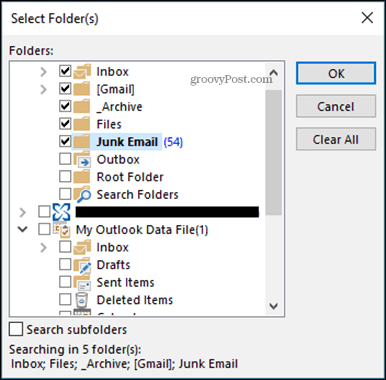 Choose folders to search