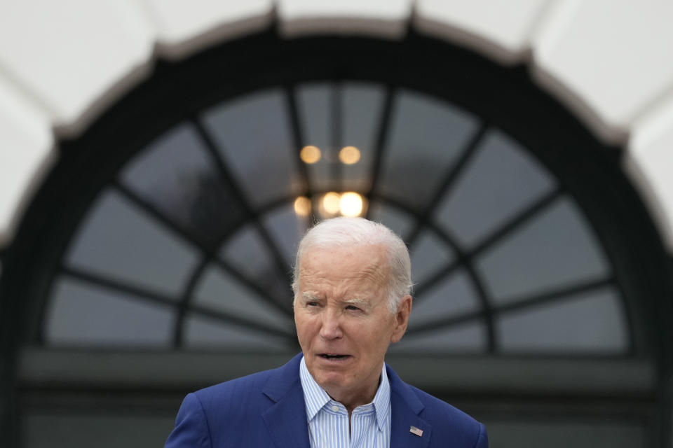 President Joe Biden speaks during a Congressional picnic on the South Lawn of the White House in Washington, Tuesday, June 4, 2024. (AP Photo/Alex Brandon)