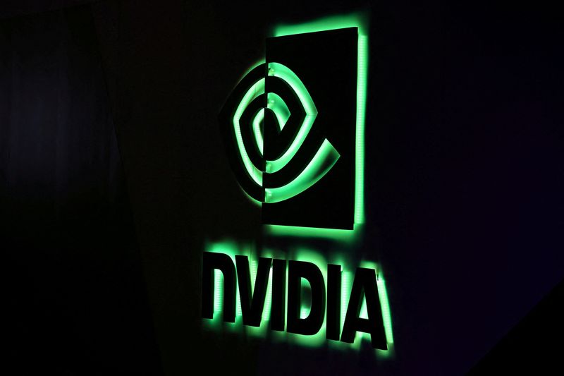 © Reuters. FILE PHOTO: A NVIDIA logo is shown at SIGGRAPH 2017 in Los Angeles, California, U.S. July 31, 2017.  REUTERS/Mike Blake/File Photo
