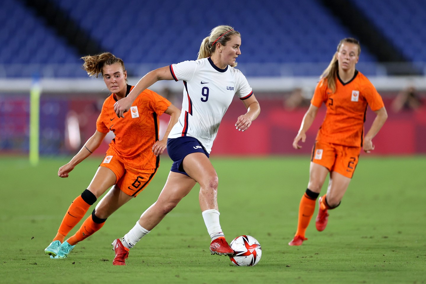 Lindsey Horan playing the Quarter Final match between Netherlands and United States during the Tokyo 2020 Olympic Games.