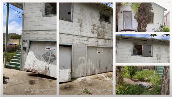 SLOW REPAIR Vacant since at least 2015, two single family residences at the crossing of Casa Street and Murray Avenue started seeing improvements days before a July 2 public nuisance hearing. - SCREENSHOT TAKEN FROM CITY OF SLO PRESENTATION