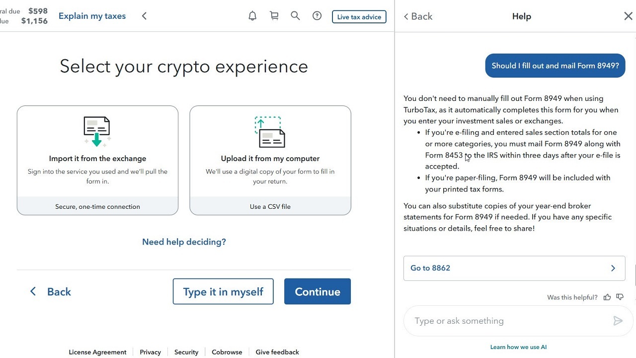 Cryptocurrency transactions in TurboTax