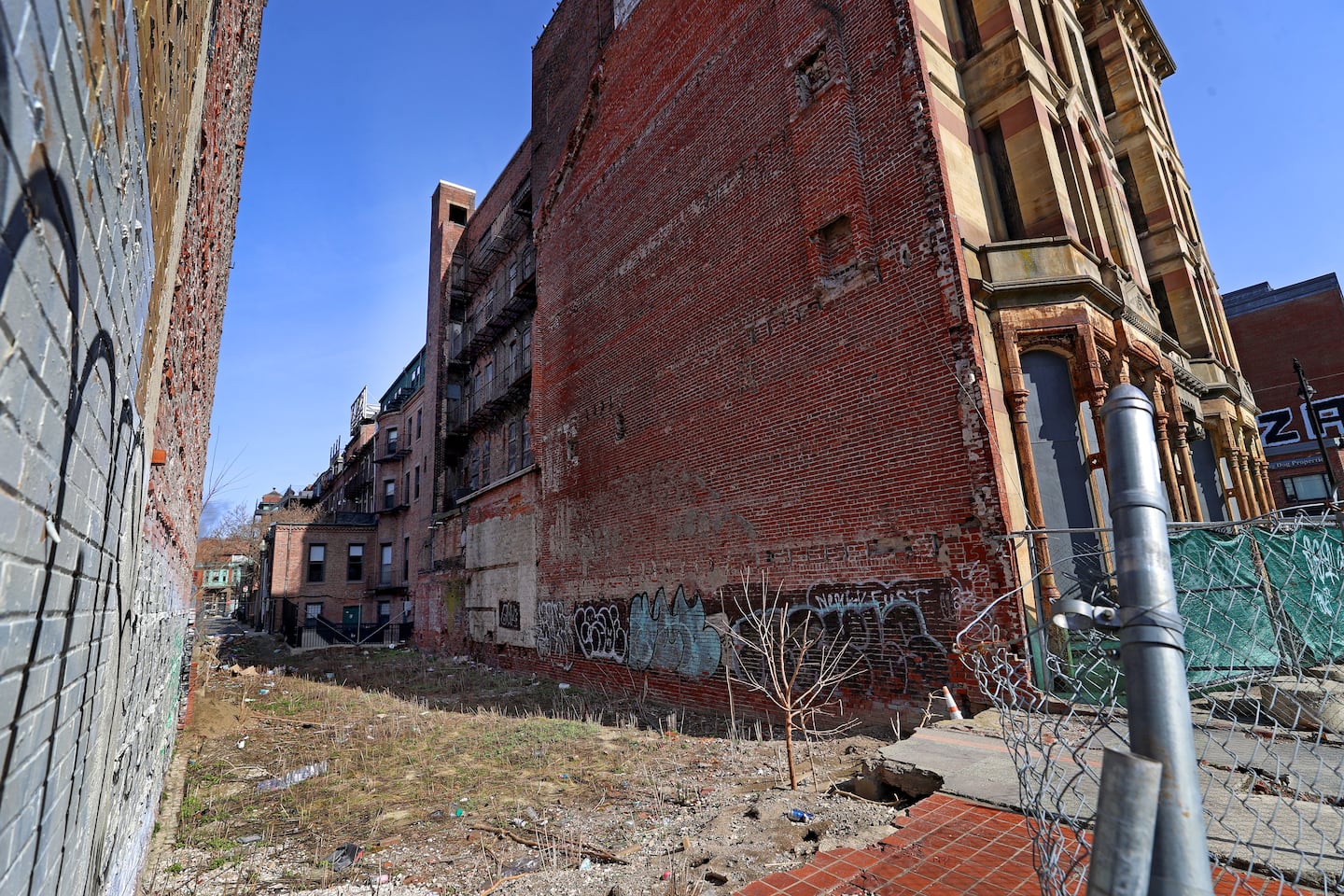 A view of the empty lot next to former Alexandra Hotel where the addition is planned.
