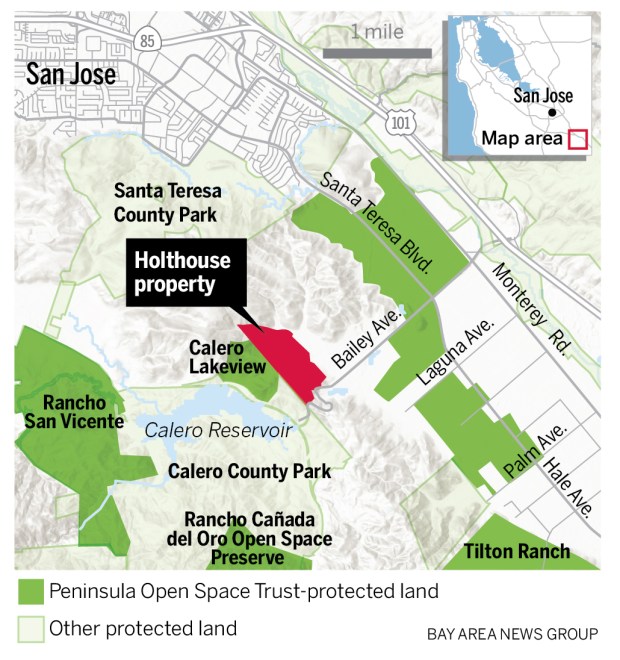 A Palo Alto environmental group has bought the Holthouse property for $5.5 million. The 207 acres on the hillsides overlooking Coyote Valley is an important wildlife corridor between the Diablo Range and the Santa Cruz Mountains which the group will keep as open space for cattle grazing.