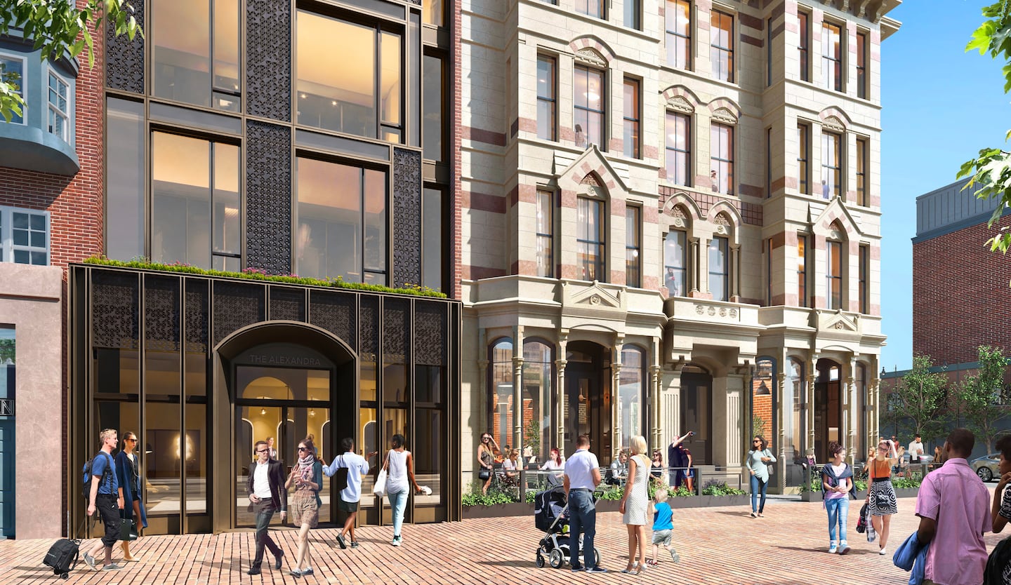 A rendering of the ground floor, which would include either a retail store or a restaurant.
