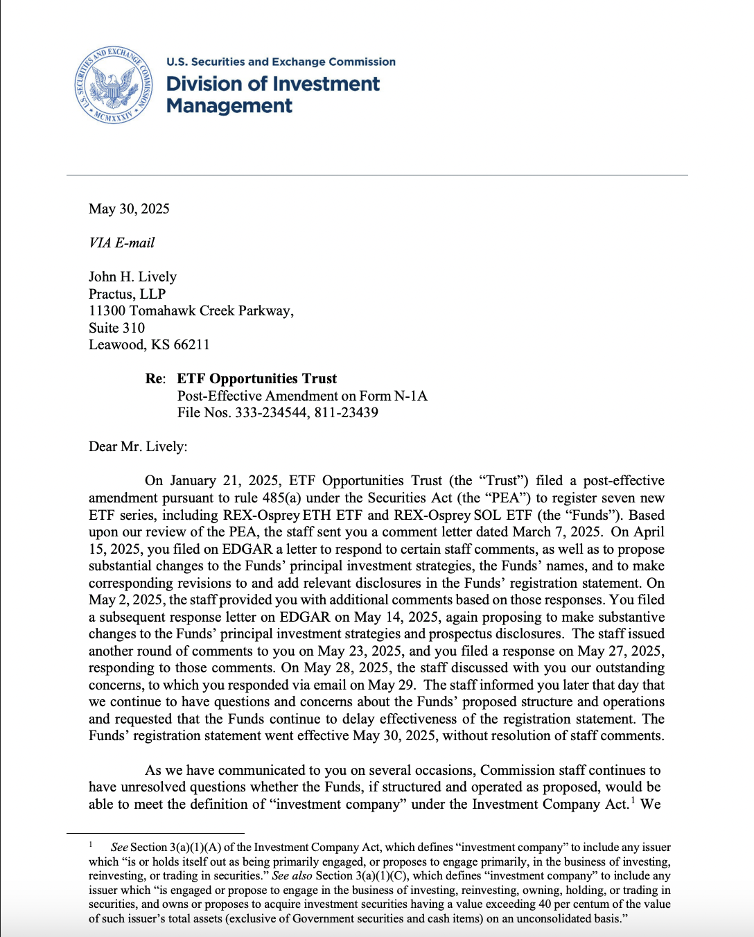 SEC, Staking, ETF