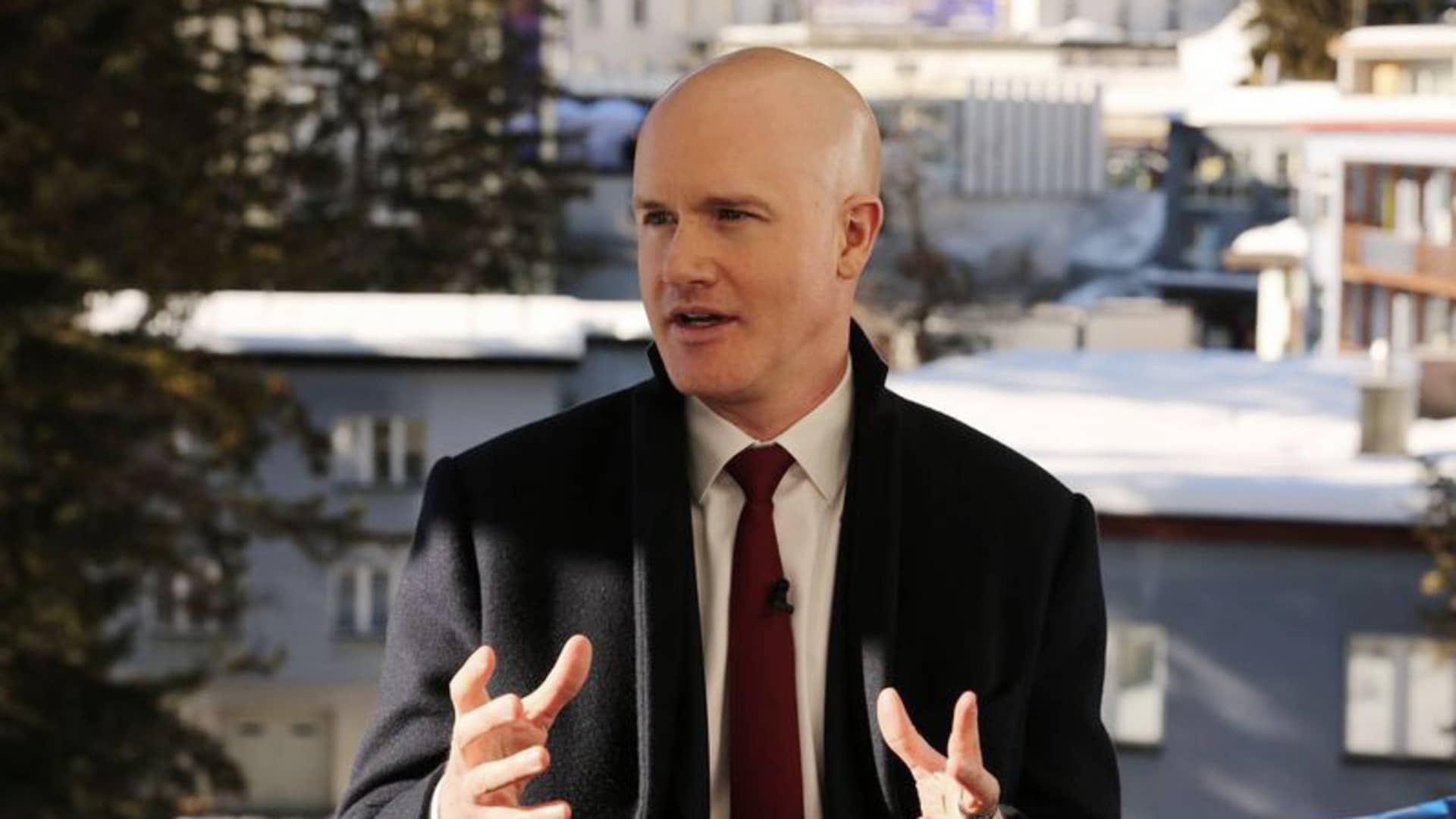 Brian Armstrong, CEO of Coinbase, speaking on CNBC's Squawk Box outside the World Economic Forum in Davos, Switzerland on Jan. 21st, 2025.
