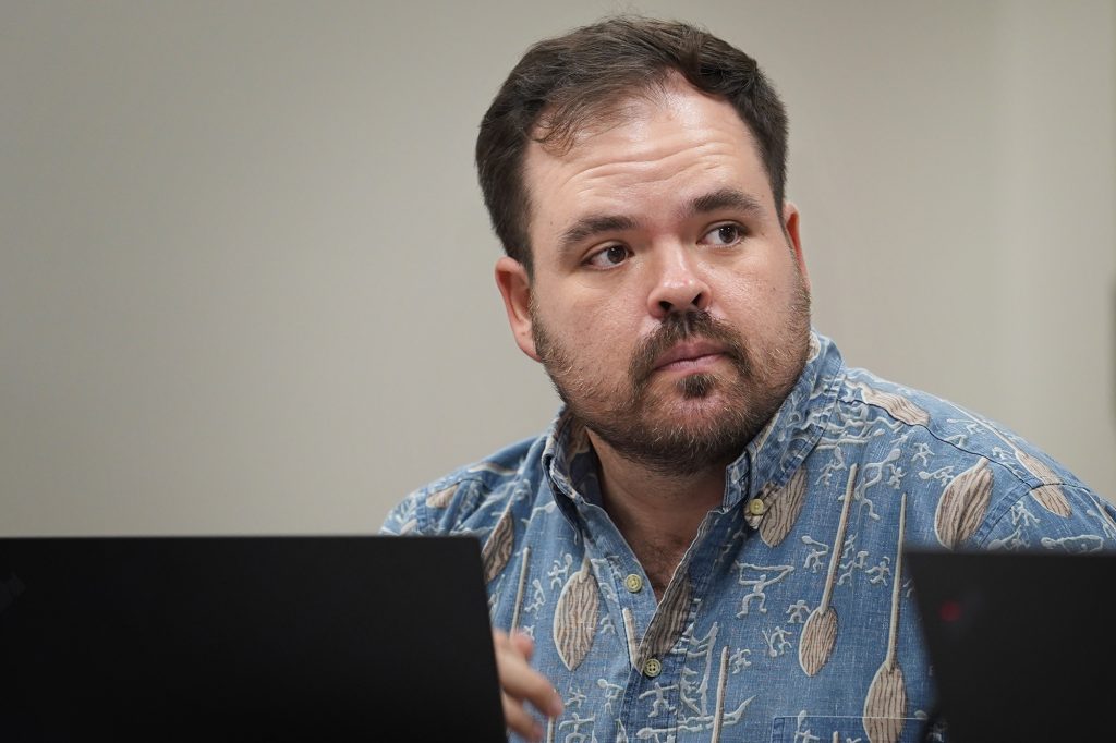 House of Representatives education committee member Chris Todd attends a hearing Tuesday, Jan. 30, 2024, in Honolulu. (Kevin Fujii/Civil Beat/2024)