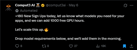 Comput3 tweet