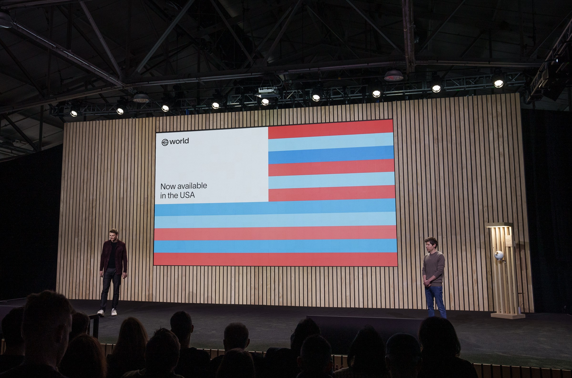 A photo of World’s co-founders onstage.