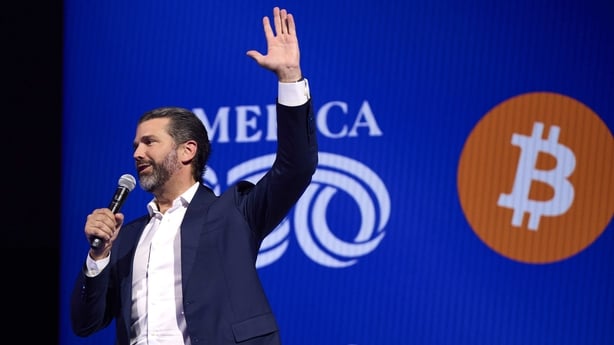 Donald Trump Jr., executive vice president of development and acquisitions for Trump Organization Inc., during the Bitcoin 2025 conference in Las Vegas, Nevada, US, on Tuesday, May 27, 2025. The event will examine Bitcoin's evolving global impact, with speakers from education, policy, finance, and t