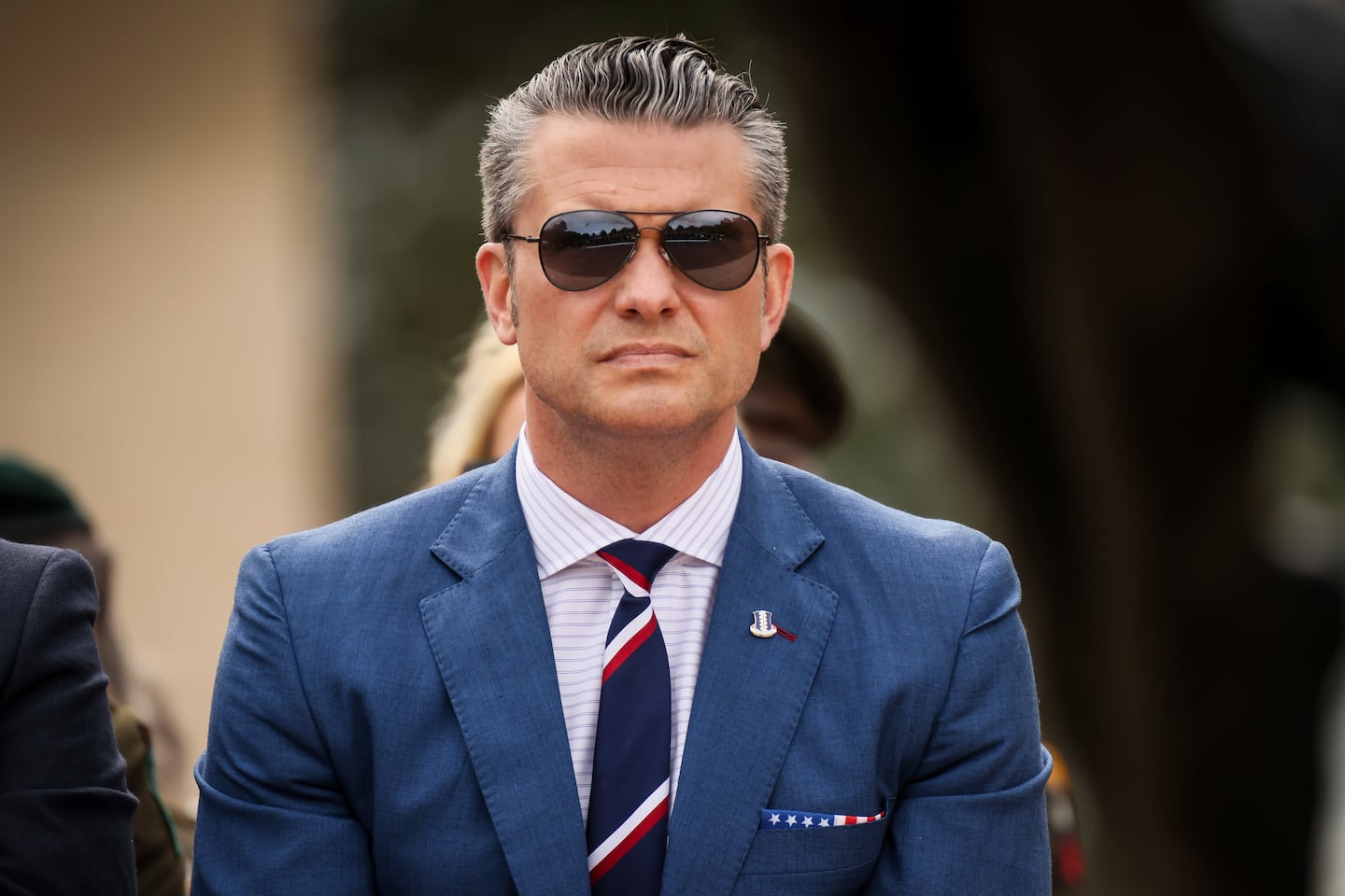 US Defense Secretary Pete Hegseth attends a ceremony at the US cemetery to commemorate the 81st anniversary of the D-Day landings.