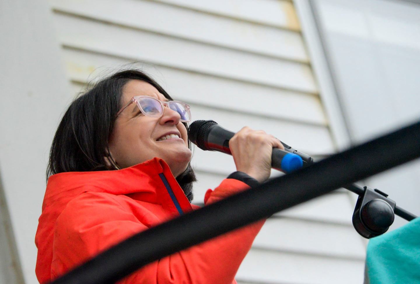Representative Becca Balint at a national "Hands Off" protest against President Trump on April 5, 2025. 