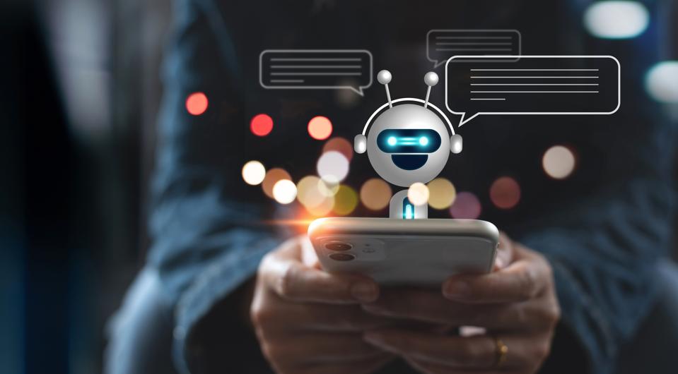 Woman using mobile smart phone chatting with digital chatbot customer service