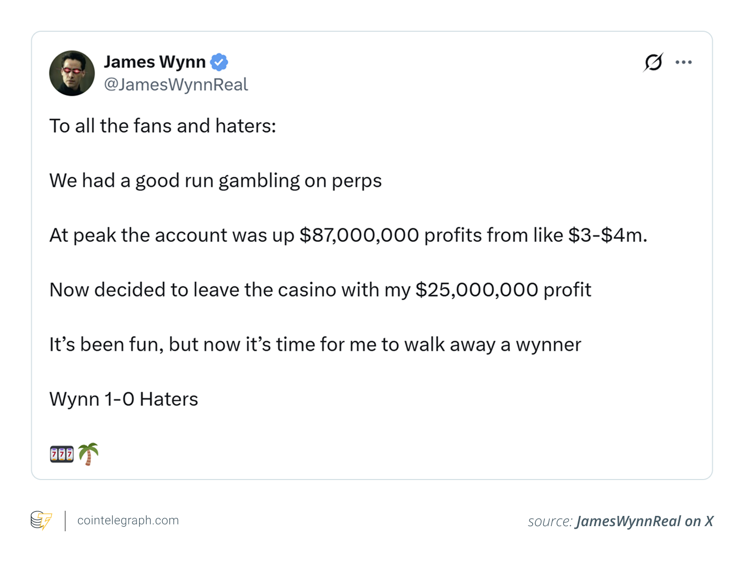 Wynn talking about leaving the casino