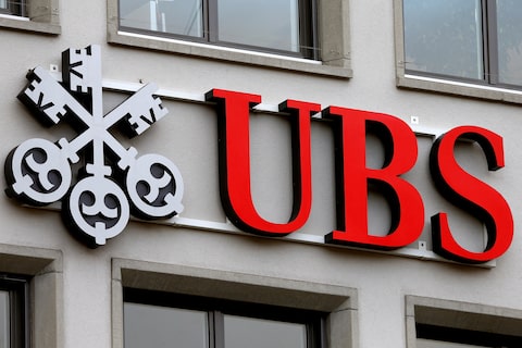 The company's logo is seen at a branch of Swiss bank UBS in Zurich, Switzerland