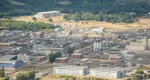 Getty Images Aerial view of the Atomic Weapons Establishment in Aldermaston campus site.