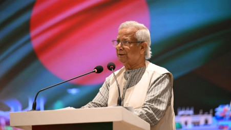 Chief Adviser Muhammad Yunus addresses the China-Bangladesh Conference on Investment and Trade at the BIDA office in Dhaka on 1 June 2025. Photo: CA Press Wing