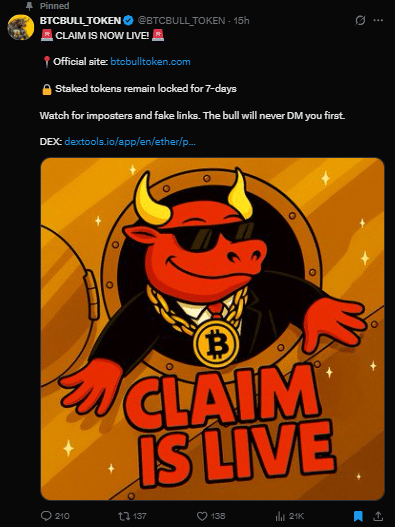 BTC bull token tweet
