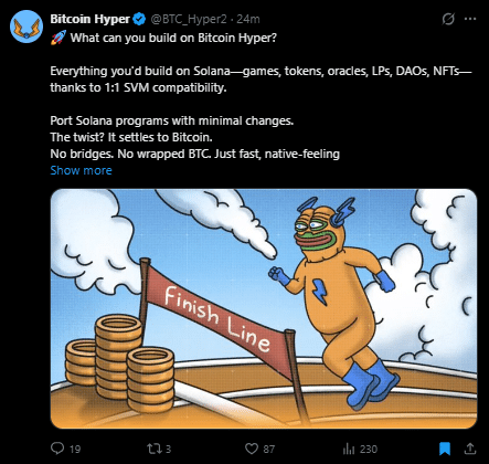 Bitcoin hyper tweet