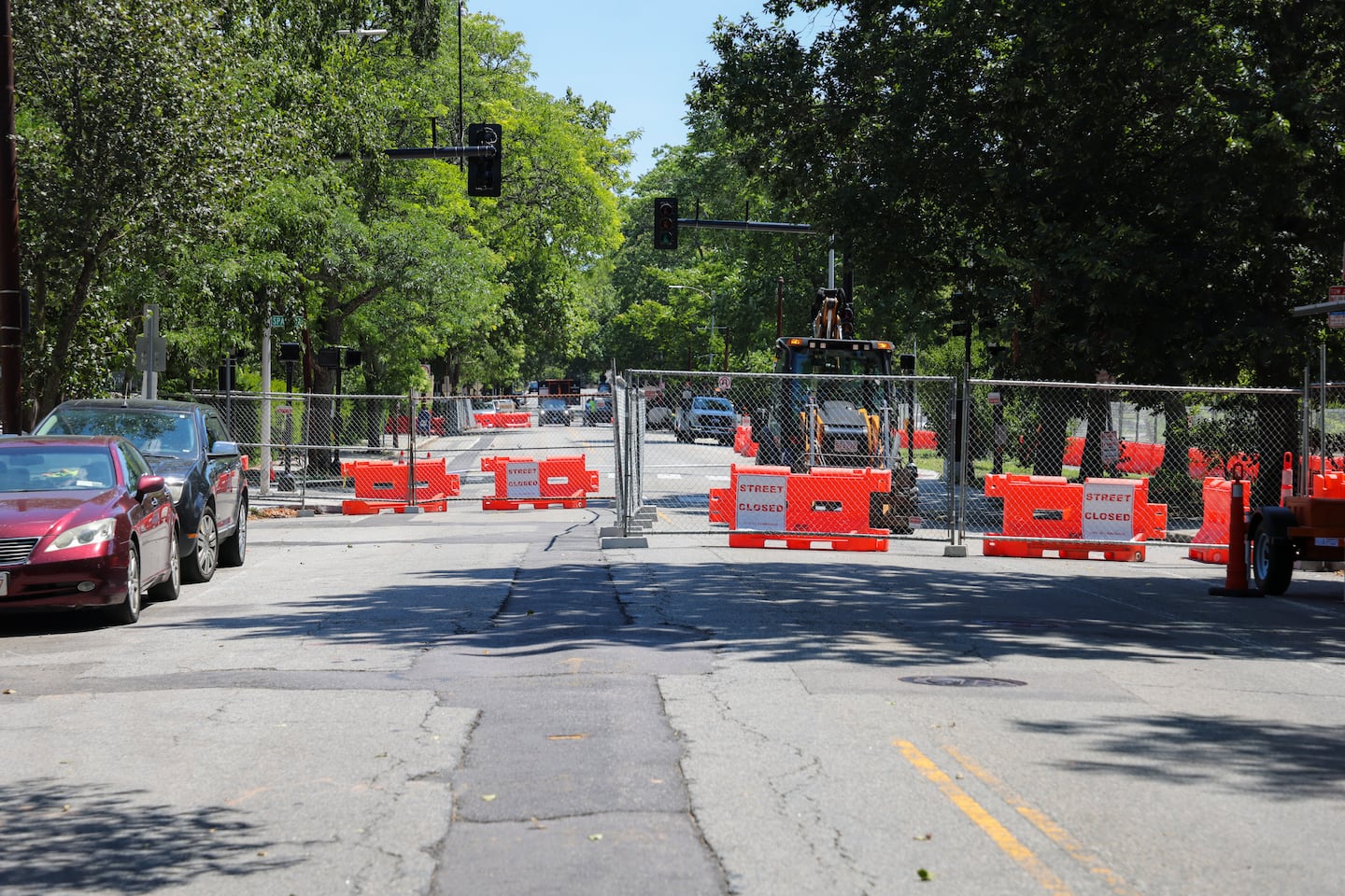 The city has closed off roads near the Riverview condo building to keep cars, bikes, buses, and pedestrians away.