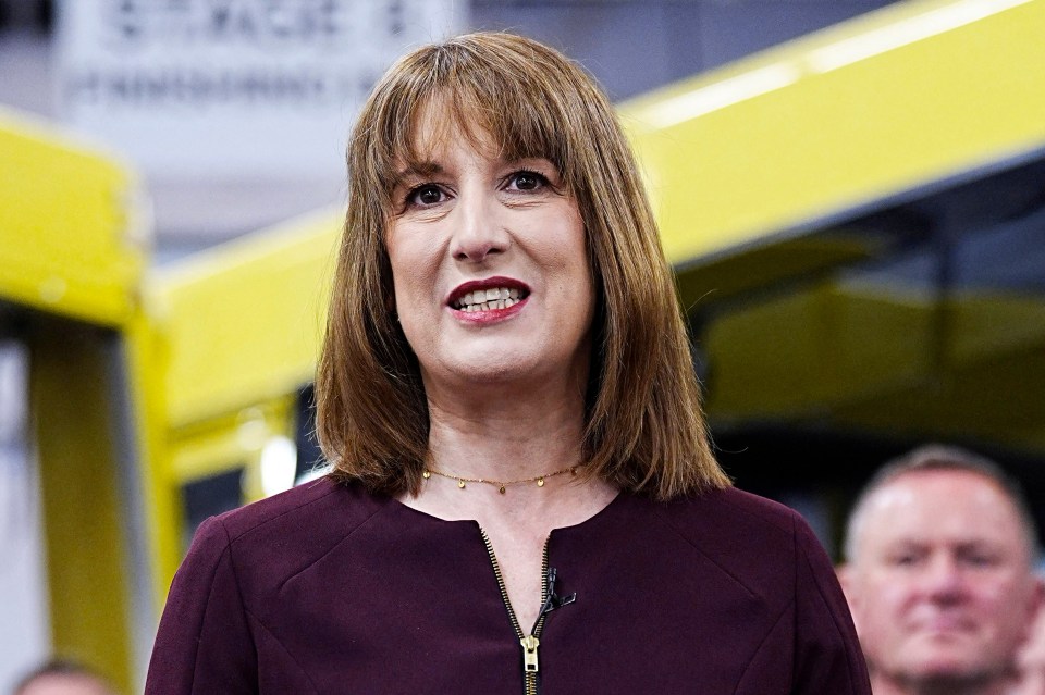 Rachel Reeves, Britain's Chancellor of the Exchequer, speaking at a podium.