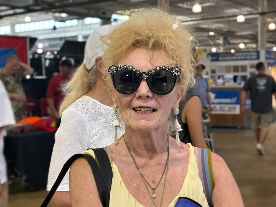Terrie Rhoads-Baker at the unclaimed funds booth at the Ohio State Fair.