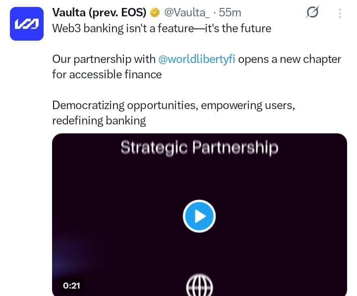 Vaulta tweet