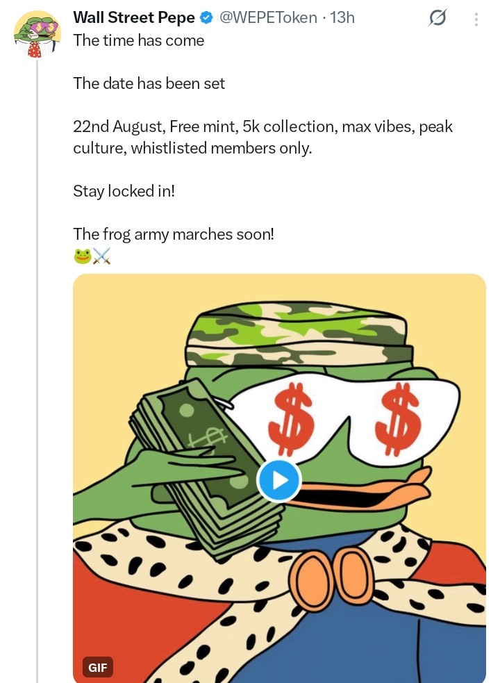 Wall Street Pepe tweet