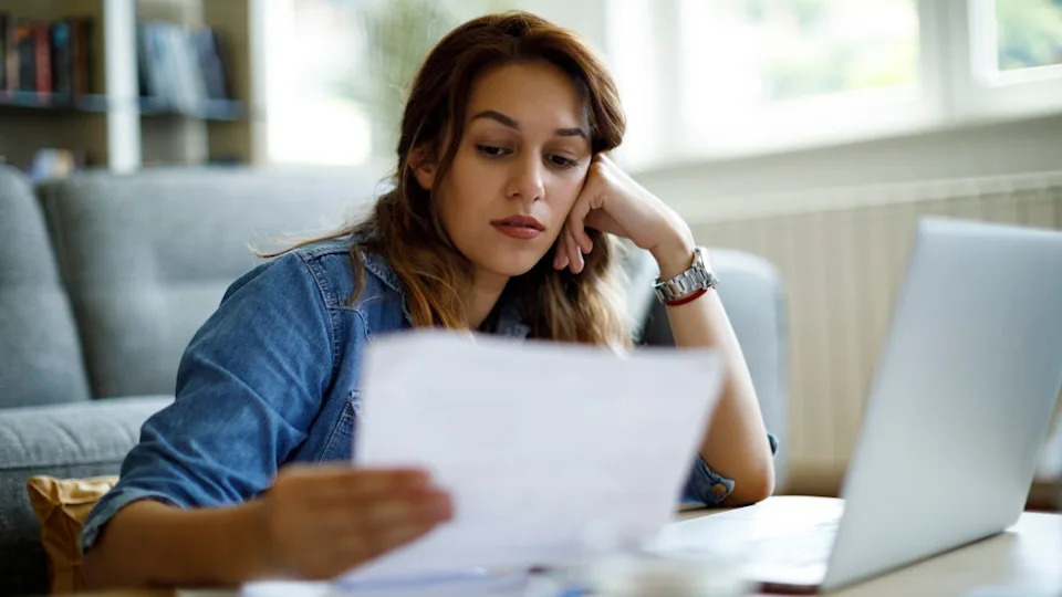 Worried woman about home finances