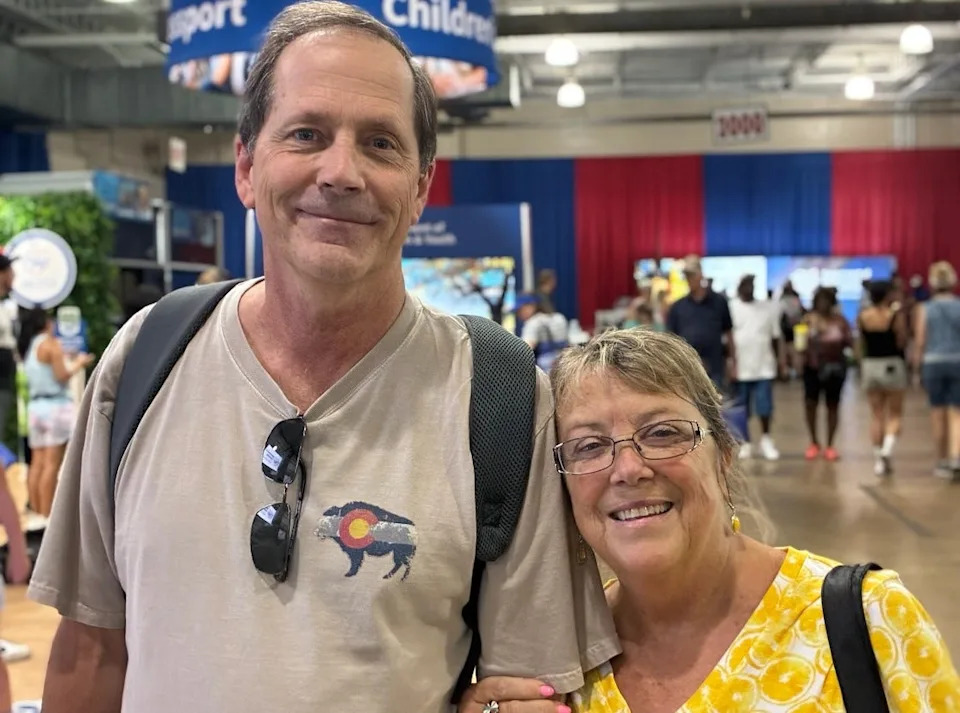 Greg and Kim Baumann at the unclaimed funds booth at the Ohio State Fair.