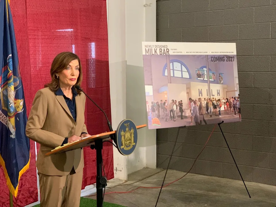 Gov. Kathy Hochul speaking at the launch of the New York State Fair in Syracuse on Aug. 20, 2025. Vaughn Golden/NY Post