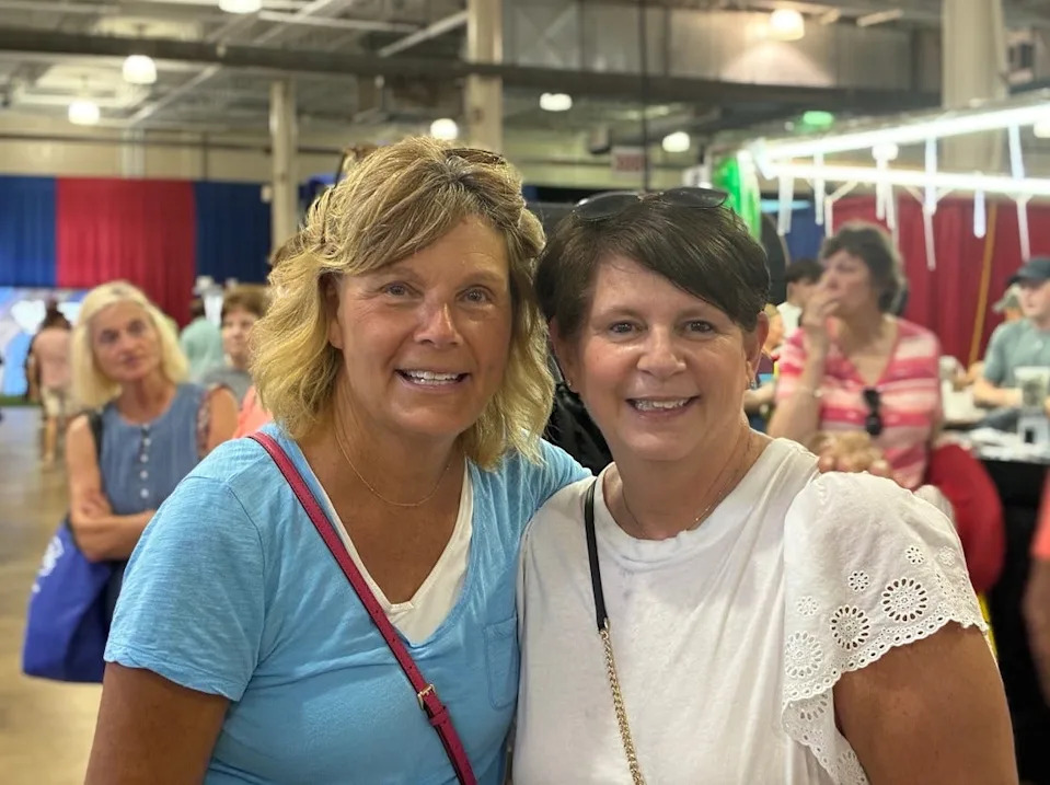 Kim Stone and Jackie Tank at the unclaimed funds booth at the Ohio State Fair.